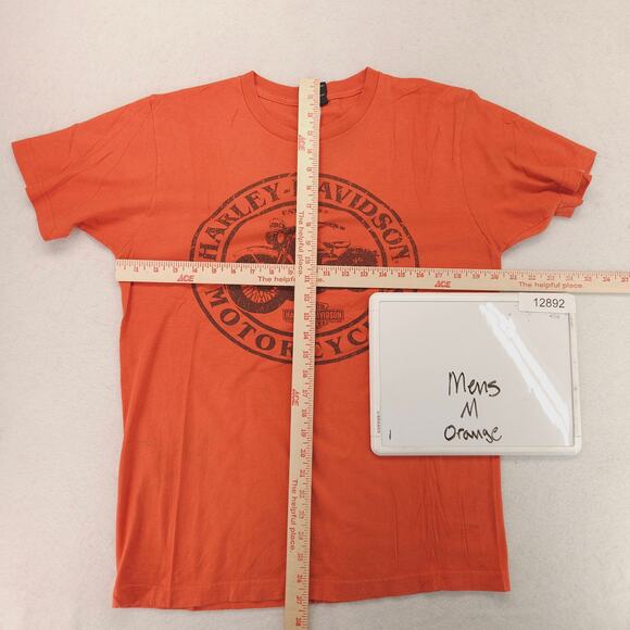Harley Davidson Casual Short Sleeve Graphic Shirt Mens Size Medium M Orange - Picture 5 of 9